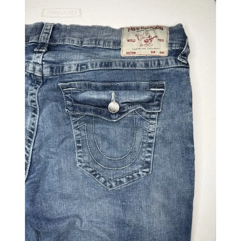 True Religion Men's Denim Jeans Light Wash Ricky Relaxed Size 38x32 Straight Leg